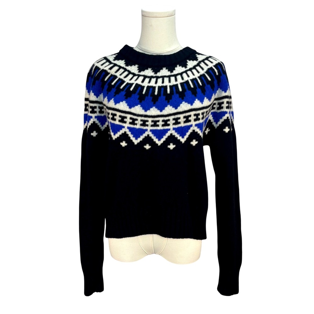 Polo Ralph Lauren Wool Cashmere Fair Isle Sweater Nordic Yoke Ski Black Blue M